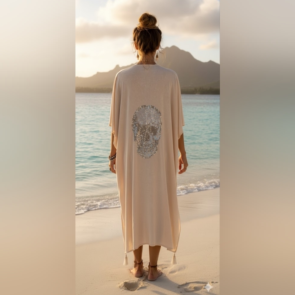 Surf Gypsy rhinestone skull swim cover up M